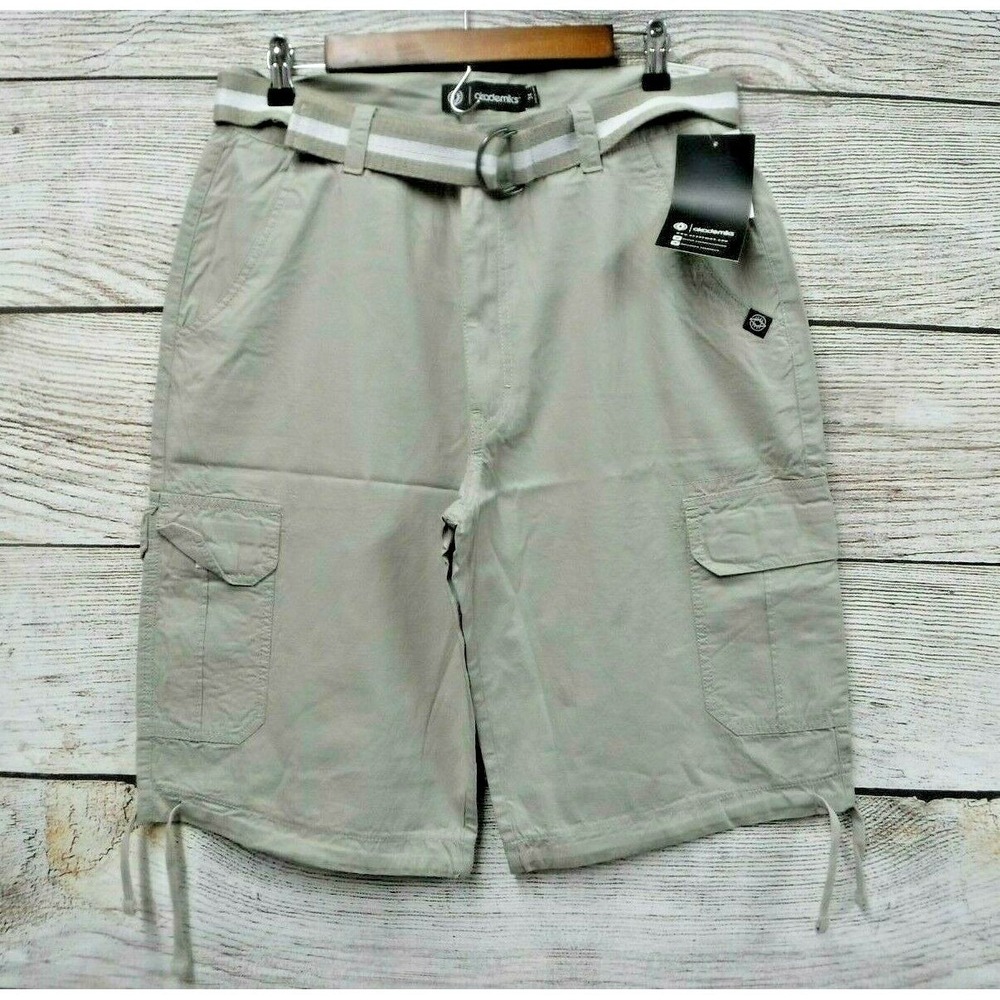 Akademiks Shorts Mens Size 33 Quicksand Belted Messenger Cargo‎ New Mis Tag